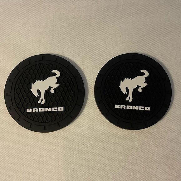Bronco Car Cup Coasters in Black Set of 2 NWT - Picture 1 of 4